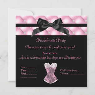 Invitación diamante rosa nuevo diseño corsé negro elegante