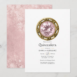 Invitación Diamante Rosa Quinceañera