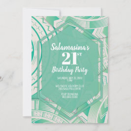 Invitación Diamante Tatau Teal