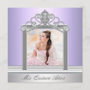 Invitación Diamante Tiara Foto Quinceañera Púrpura