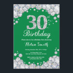 Invitación Diamante verde y plateado de 30 años<br><div class="desc">Invitación de cumpleaños número 30. Diamante Diamante de imitación verde y plateado. Elegante Bash cumpleaños. Cumpleaños de adultos. Cumpleaños de las mujeres. Cumpleaños de los hombres.
Para más personalización,  haga clic en el botón "Personalizar" y utilice nuestra herramienta de diseño para modificar esta plantilla.</div>