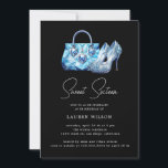 Invitación diamantes azules purpurina dulce de dieciséis años<br><div class="desc">Todo es oro y purpurina cuando se trata de una gran celebración de cumpleaños para un dulce cumpleaños 16. Muy elegante y elegante en múltiples colores y con tu propia foto esta invitación seguramente será la que recuerde. Toda la información es personalizable con los tipos de letra y color que...</div>
