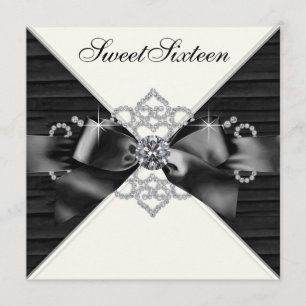 Invitación Diamantes Blancos Cumpleaños Fiesta Sweet 16