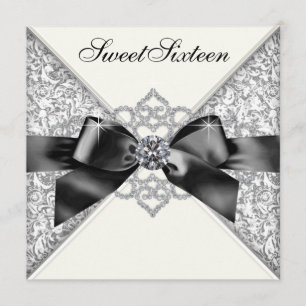 Invitación Diamantes Blancos Cumpleaños Fiesta Sweet 16