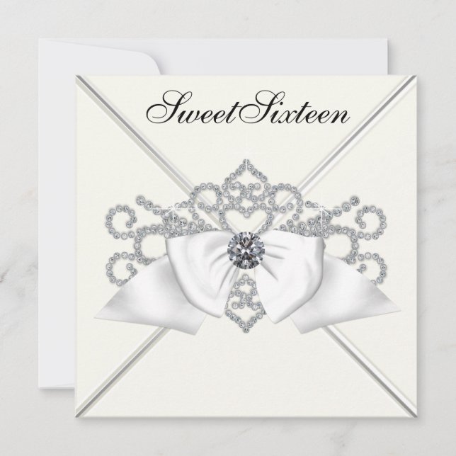 Invitación Diamantes Blancos Cumpleaños Fiesta Sweet 16 (Anverso)