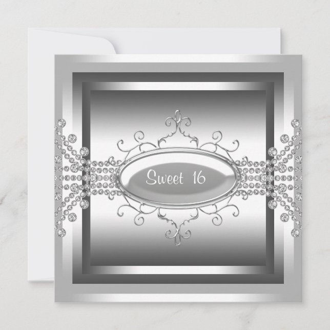 Invitación Diamantes blancos Dulce blanco Fiesta de cumpleaño (Anverso)