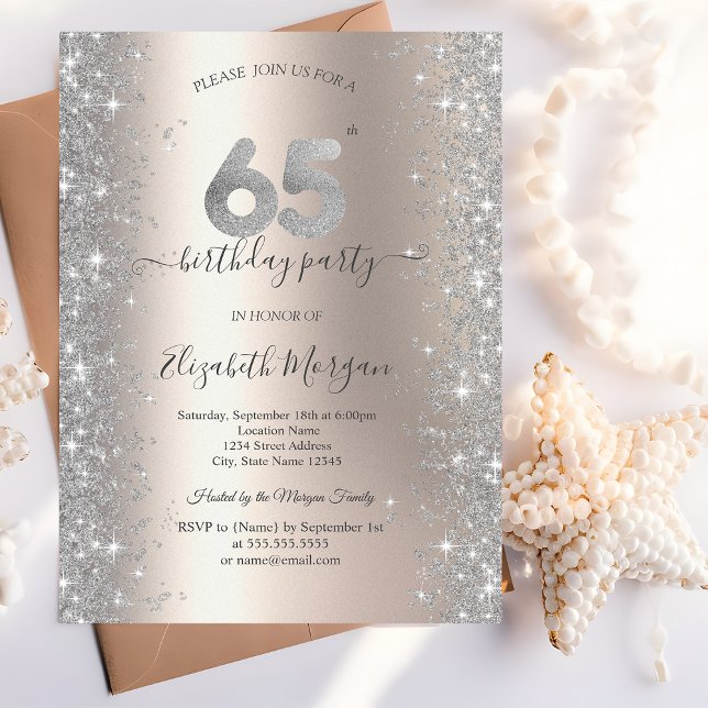 Invitación Diamantes Brillo de Plata Fiesta de Cumpleaños Mar (Subido por el creador)