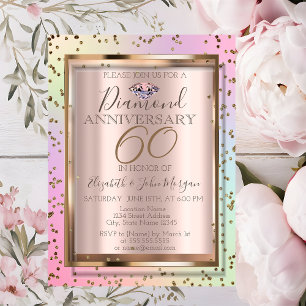 Invitación Diamantes Chic holográficos de aniversario de boda
