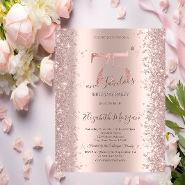 Invitación Diamantes con Brillo de Oro Rosa para 75 Cumpleaño