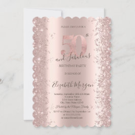 Invitación Diamantes con Brillo de Oro Rosa para Cumpleaños 5