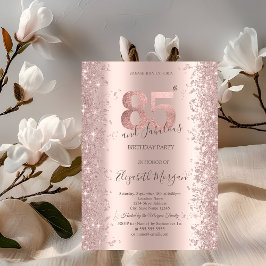 Invitación Diamantes con Brillo de Oro Rosa para el Cumpleaño