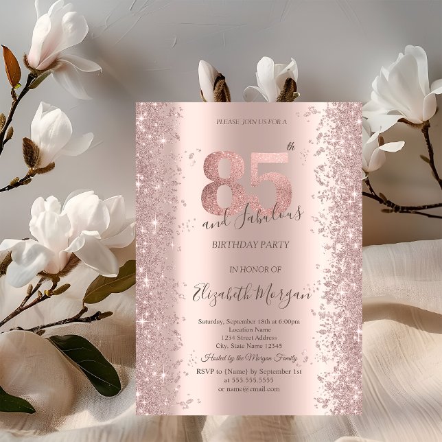 Invitación Diamantes con Brillo de Oro Rosa para el Cumpleaño (Subido por el creador)