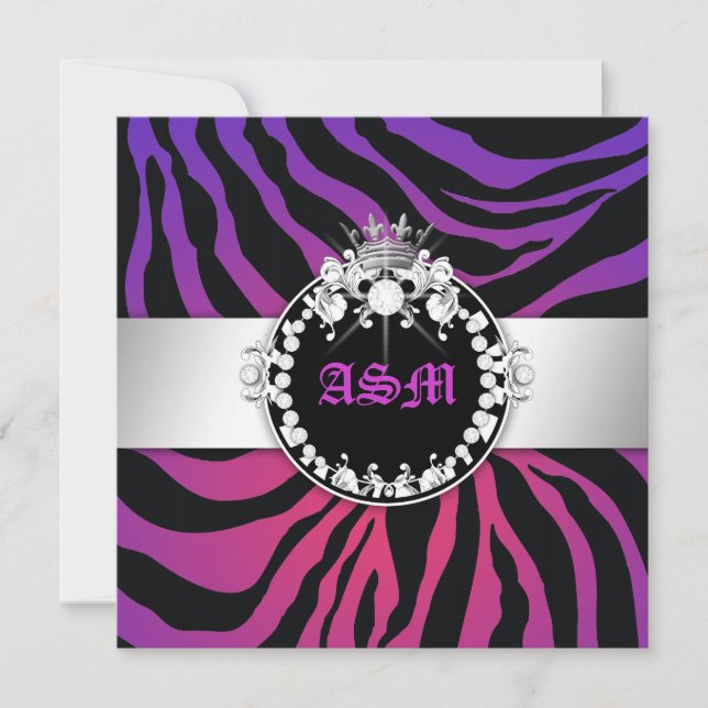 Invitación Diamantes de 311-cebra y besos dulces 16 P Radi (Anverso)