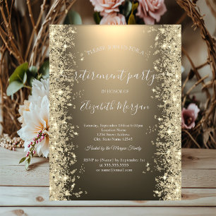 Invitación Diamantes de brillo dorado Jubilación dorada brill