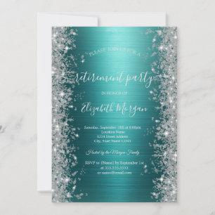 Invitación Diamantes de brillo plateado Jubilación metálica v