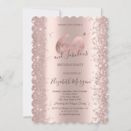 Invitación Diamantes de Brillo Rose Gold Cumpleaños 60