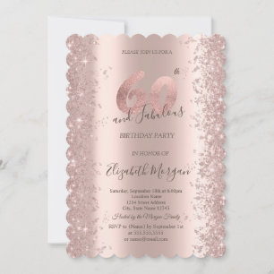Invitación Diamantes de Brillo Rose Gold Cumpleaños 60