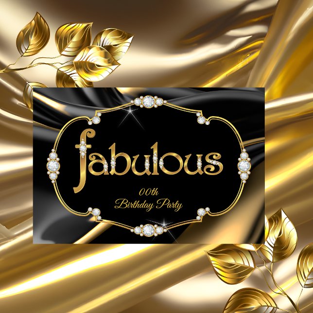 Invitación Diamantes de Cumpleaños Fabulosos Oro Negro (Subido por el creador)