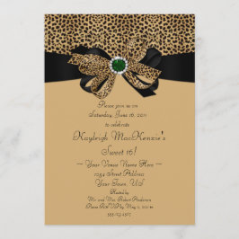 Invitación Diamantes de Emeralds Leopard Print FAUX Dulce 16