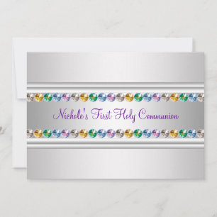 Invitación Diamantes de imitación arcoiris Chica blanco púrpu
