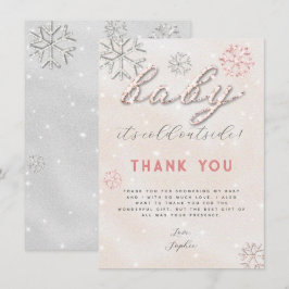 Invitación Diamantes de imitación de invierno rosados Baby Sh