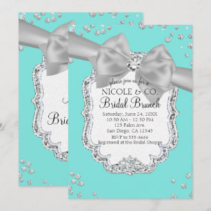 Invitación Diamantes de la ducha nupcial de Audrey azul gran 