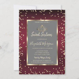 Invitación Diamantes de lujo Rojo Oscuro Cumpleaños Dieciséis