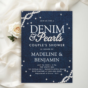 Invitación Diamantes de mezclilla Perlas Elegante Ducha de pa