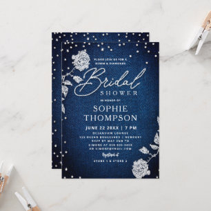 Invitación Diamantes de mezclilla Rosas azules y blancas Marc
