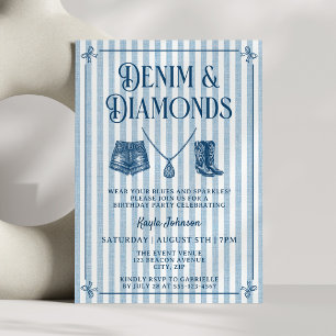 Invitación Diamantes de mezclilla Vaquera costera elegante Ra
