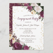 Diamantes de oro Compromiso con Flores de Borgoña