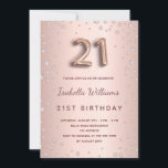 Invitación diamantes de oro de rosa de 21 años<br><div class="desc">Una invitación moderna, elegante y glamurosa para un fiesta de 21 años. Un falso fondo metálico dorado subió con diamantes rosados. El nombre está escrito con un guión moderno de estilo con letras de color rosa oscuro y dorado. Personalice y agregue los detalles de su fiesta. El número 21 se...</div>