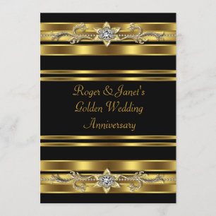 Invitación Diamantes de oro Elegante 50° aniversario Boda