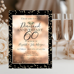 Invitación Diamantes de oro elegantes, aniversario de boda de