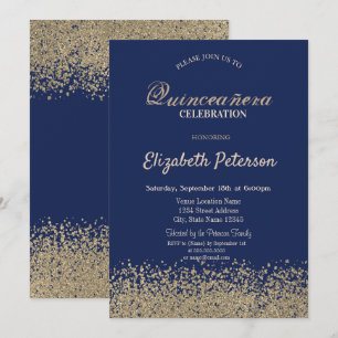 Invitación Diamantes de Oro Falso Modernos para Quinceañera