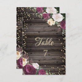 Invitación Diamantes de oro Flores de Borgoña Madera