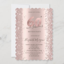 Invitación Diamantes de oro Rosa 60 cumpleaños