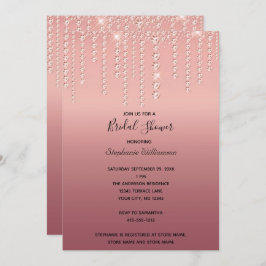Invitación Diamantes de oro Rosa goteando ducha de novia de m