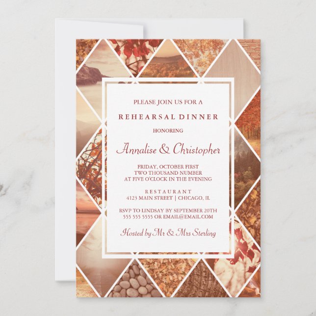 Invitación Diamantes de otoño| Cena del ensayo de otoño (Anverso)