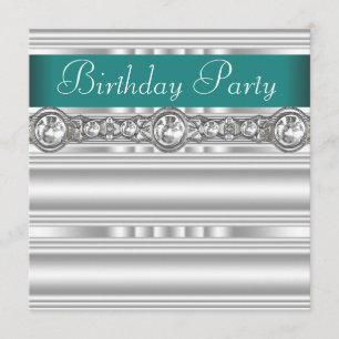 Invitación Diamantes de Plata Jade Verde Fiesta de Cumpleaños