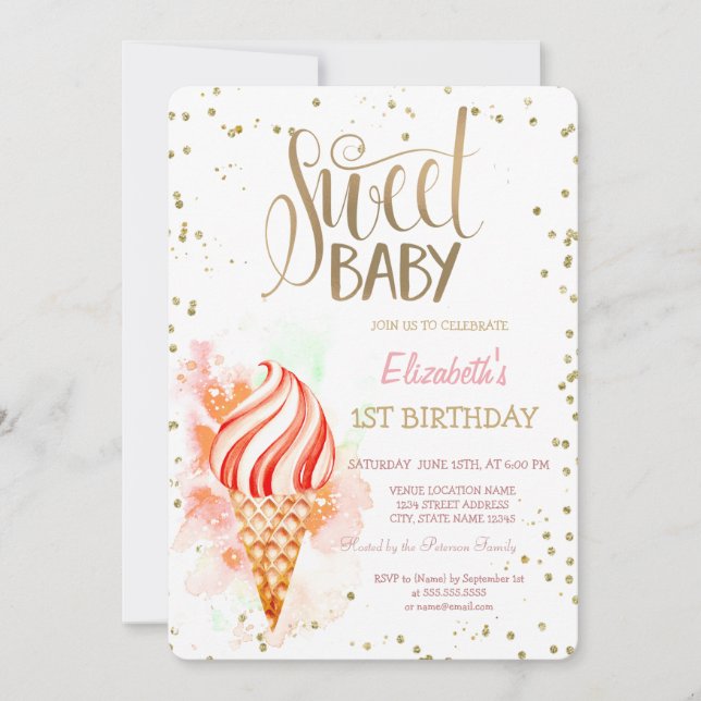 Invitación Diamantes de Salpicadura de Pintura de Helado Raya (Anverso)