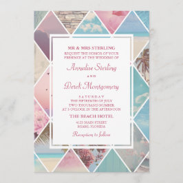 Invitación Diamantes de verano| Boda rosa y azul en la playa