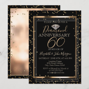 Invitación Diamantes elegantes,Aniversario del Boda de cuadro