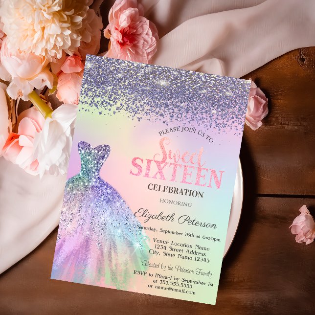 Invitación Diamantes elegantes, dulce holográfico de vestir 1 (Subido por el creador)