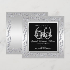 Invitación Diamantes Elegantes Plata 60 Aniversario de Boda