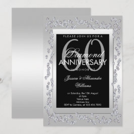 Invitación Diamantes Elegantes Plata 60 Aniversario de Boda