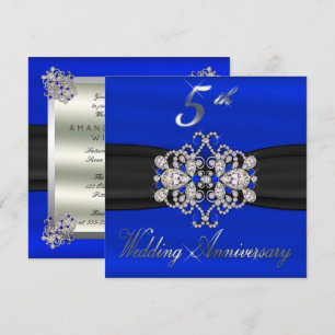 Invitación Diamantes Elegantes Safiro 5to Aniversario de Boda