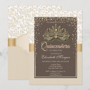 Invitación Diamantes Floral Damasco Quinceañera