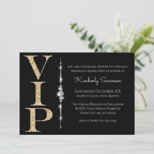 Invitación Diamantes Glamurosos en Fiesta VIP de Purpurina de