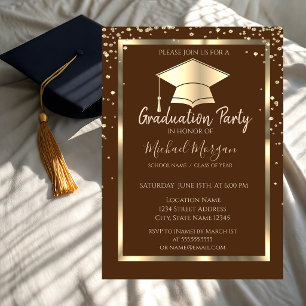 Invitación Diamantes Gorra de Graduación Dorada Graduación Ma